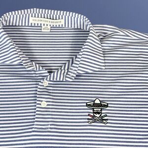 Holderness & Bourne ALMIGOS Logo Golf Maxwell XXL Polo Shirt Heather Blue Stripe